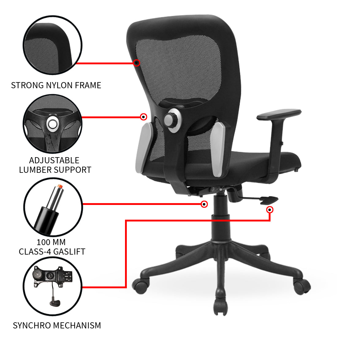 Matrix Medium Back Chair Workstation chairs - makemychairs