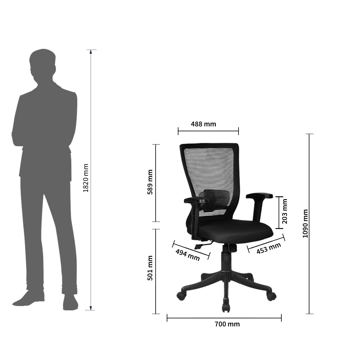 Majesty Medium Back Chair Workstation chairs - makemychairs