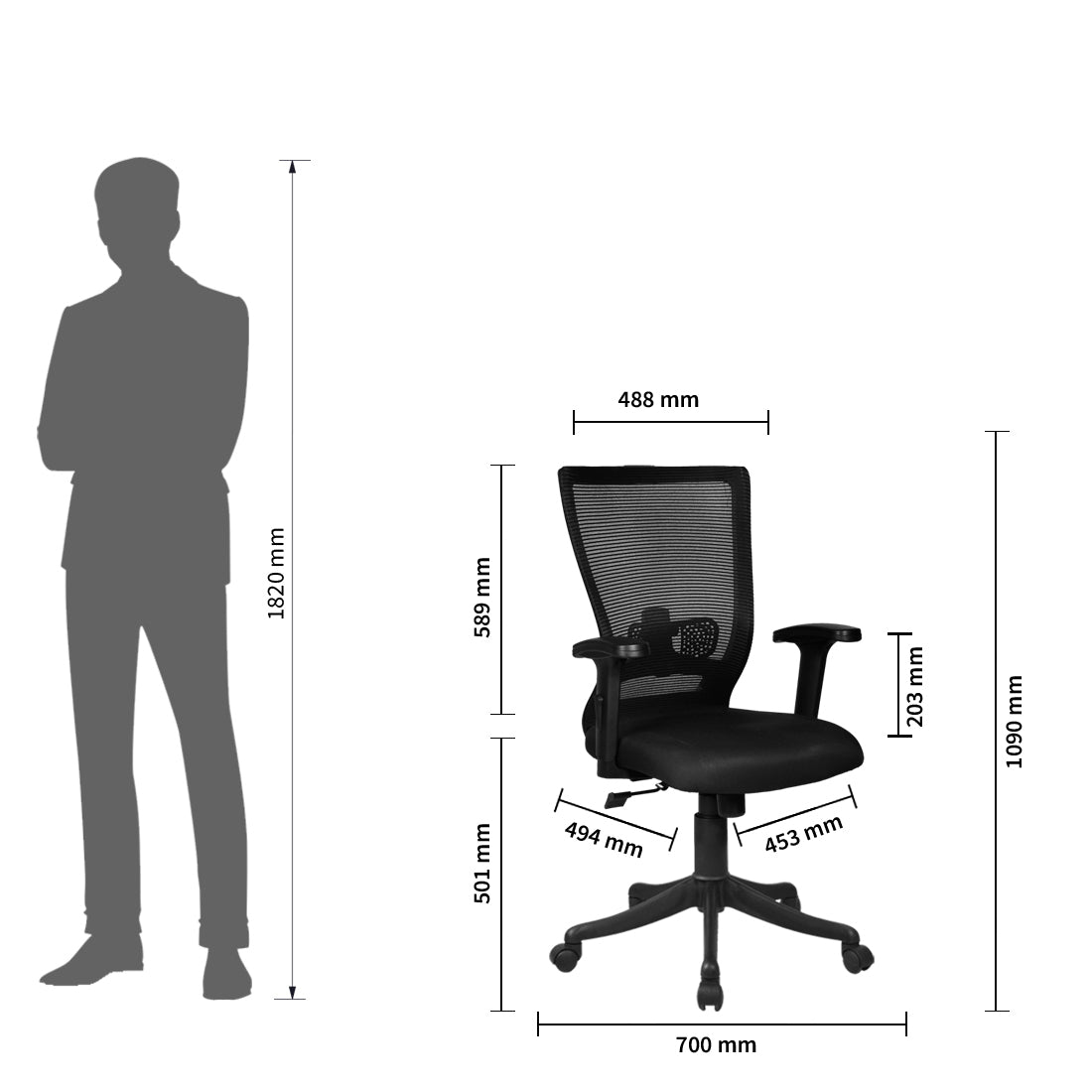 Mystic Medium Back Chair Workstation chairs - makemychairs