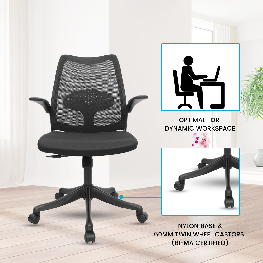 Dolphin Medium Back Chair Workstation chairs - makemychairs