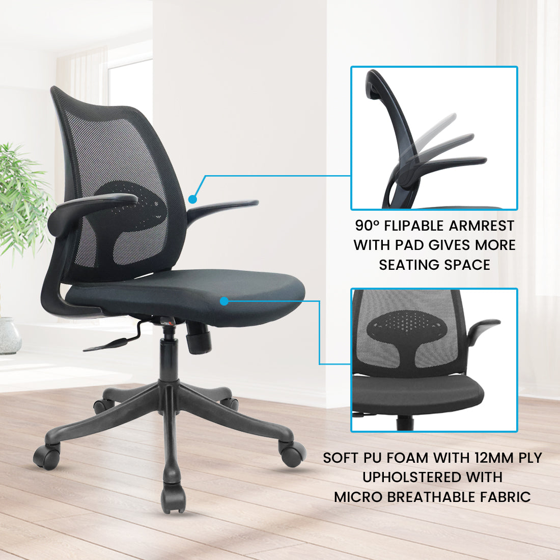 Dolphin Medium Back Chair Workstation chairs - makemychairs