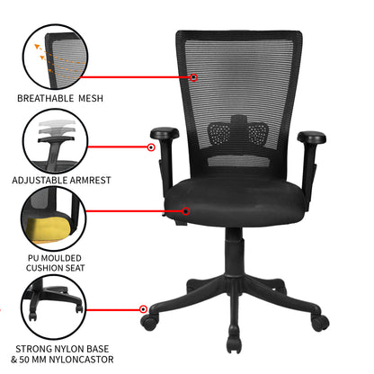 Mystic Medium Back Chair Workstation chairs - makemychairs